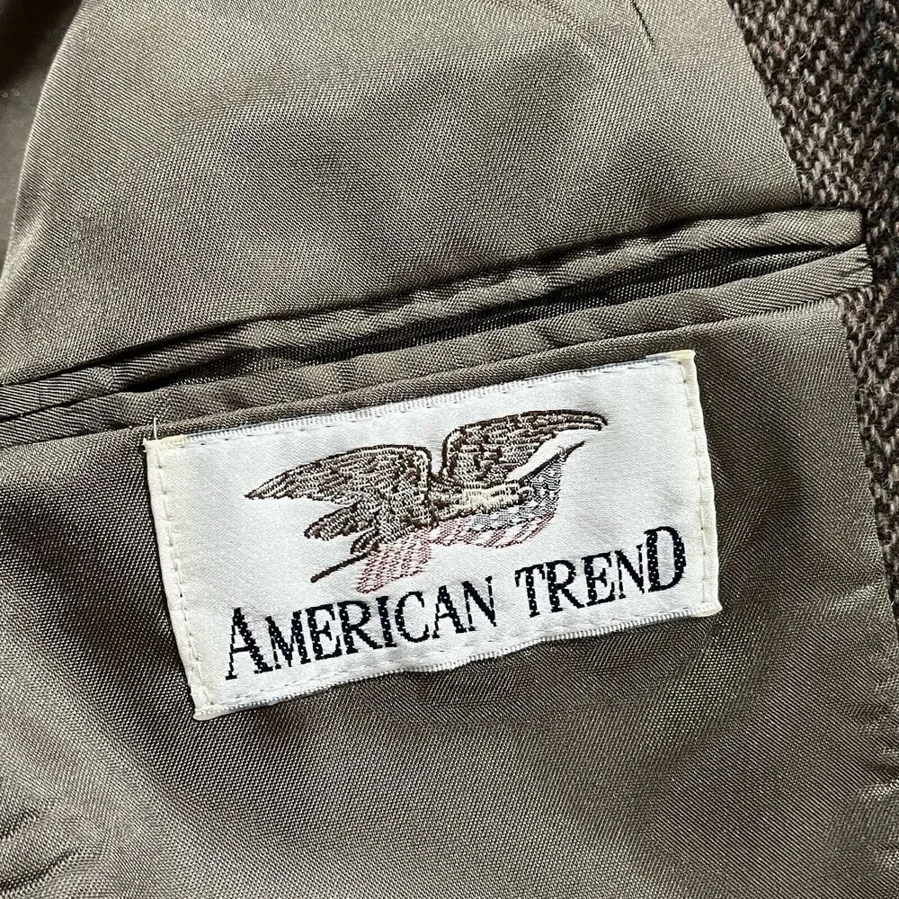 American Trend Sport 44 Coat Tweed‎ Lambswool Herringbone Blazer VTG